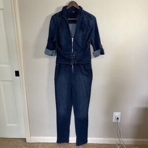 Bebe Corset Denim Jumpsuit‎ Dark Wash Sz 32 Cowboy Carter Western Rodeo